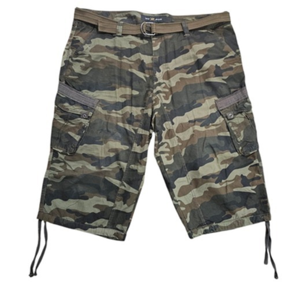 XRAY JEANS Men's Size 44 Camo Cargo Shorts Belted Cotton Military Outdoor